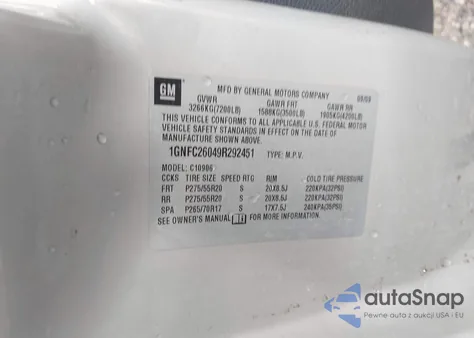 2009 Chevrolet Suburban 1500 Lt2 z USA, uszkodzony, nr VIN 1GNFC26049R292451